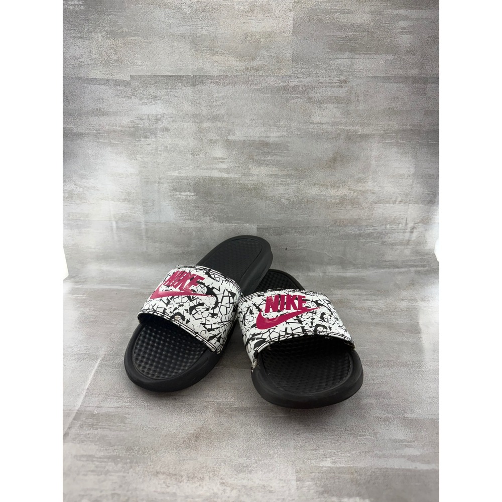 Nike Benassi JDI Print Slides Black White Pink 618919-061 Women Size 7